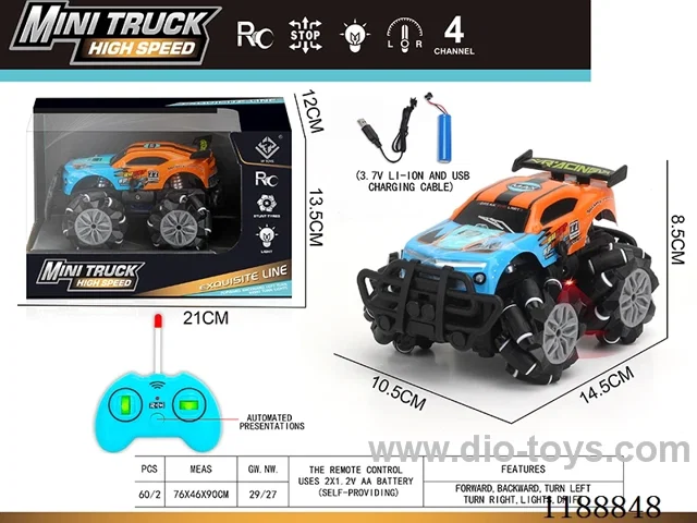 rc stunt PVC car with light included battery