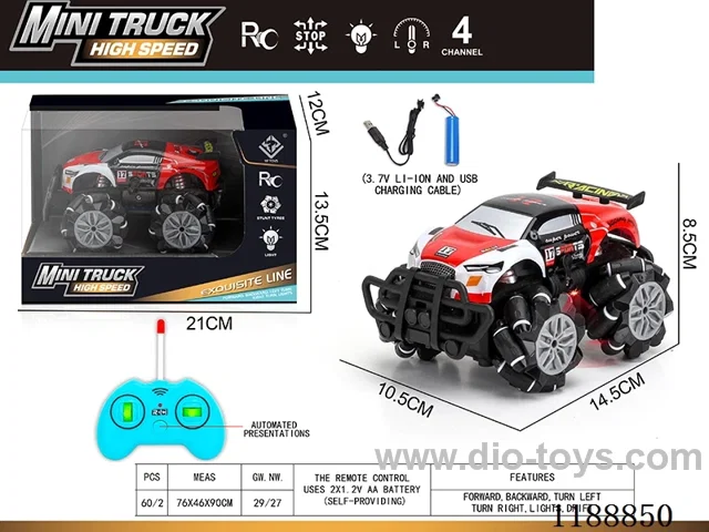 rc stunt PVC car with light included battery