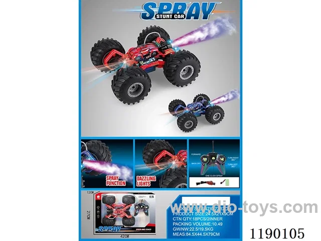 27MHZ 5ch rc stunt car with light/spray included battery 2 colors mixed