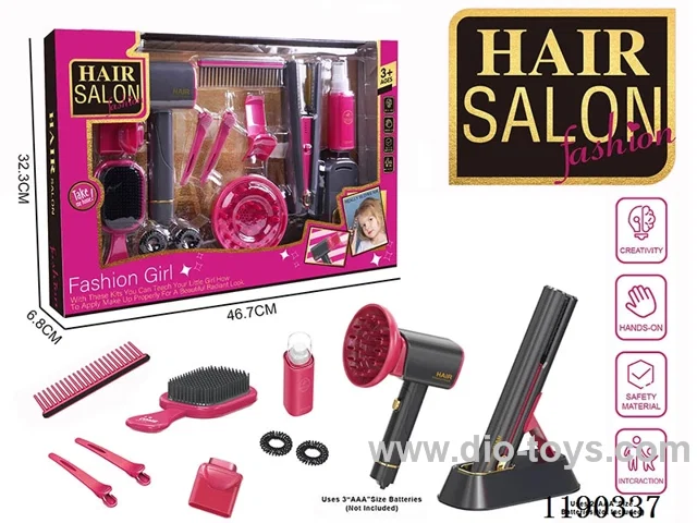 Electric Hairdressing Simulation Set with Blow Dryer and Straightening Rod 13-Piece Set