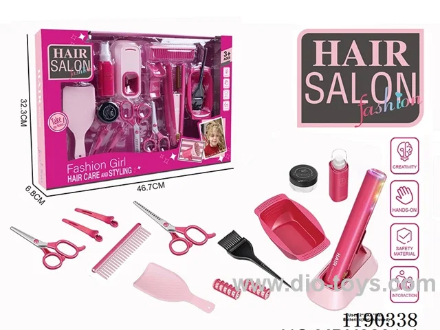 Electric Hairdressing Simulation Set with Hair Straightening Stick 15-Piece Set
