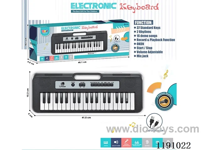 37-Key Multi-Function Electronic Piano (Black) w/Microphone, TYPEC Cable
