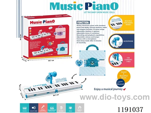 40 Keys Multifunction Rotary with Microphone, USB Connection Cable (Blue) Color Silkscreen