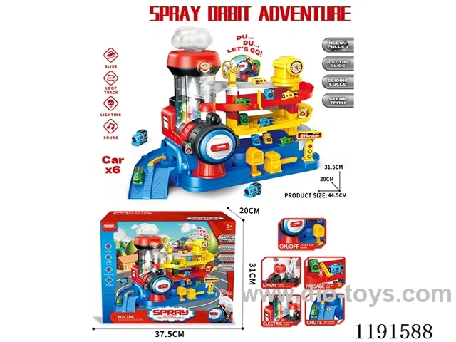 B/O Railway train parking building W L/M/spray/6 PCS car not included 3*AA