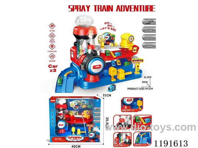 B/O Railway train parking building W L/M/spray/3 PCS car not included 3*AA