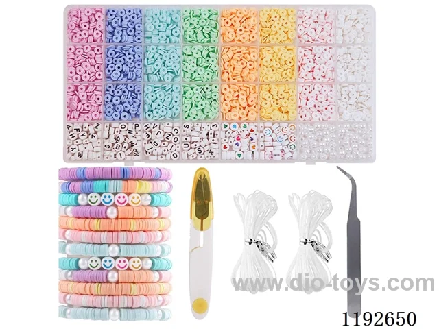 DIY Jewelry Set(Soft Ceramic + Alphabet Beads + 6cm Pearls + Scissors Tweezers Thread (28gr))