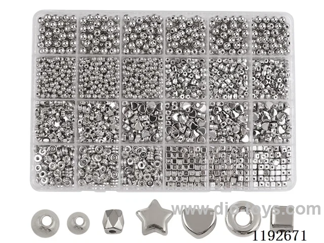 DIY Jewelry Set(4/6cm round beads + spacer beads + wire (24 compartments))