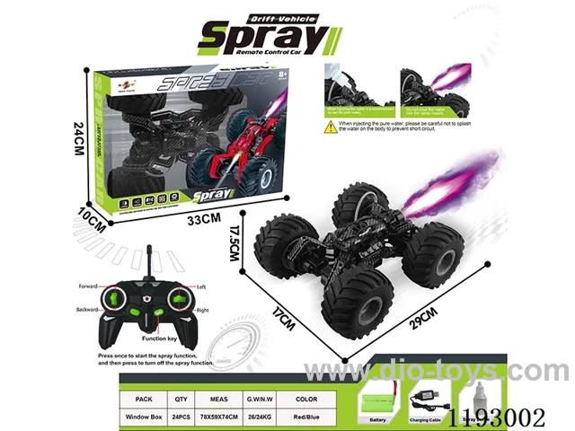 27MHZ rc stunt car with spray included battery