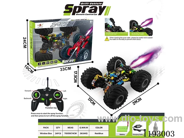 27MHZ rc stunt car with spray included battery