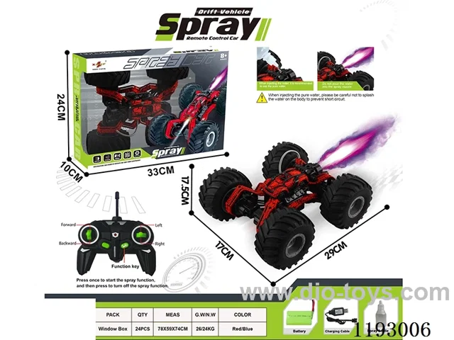 27MHZ rc stunt car with spray included battery