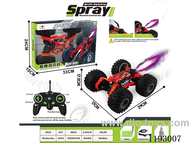 27MHZ rc stunt car with spray included battery