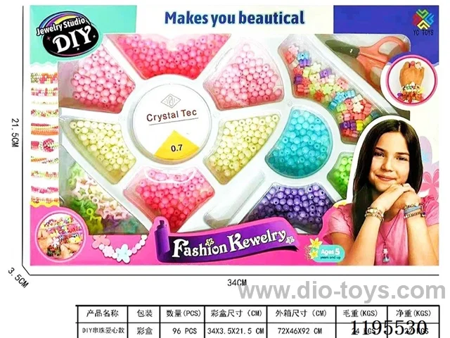 DIY beading love models multi-color beads with wire, with scissors
