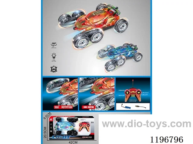 27MHZ 1:16 5ch 6-wheel rc stunt car with light 2colors mixed included 3.7V battery
