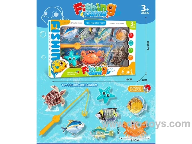 Fishing set (transparent simulation fish + magnetic fishing 9-piece set)