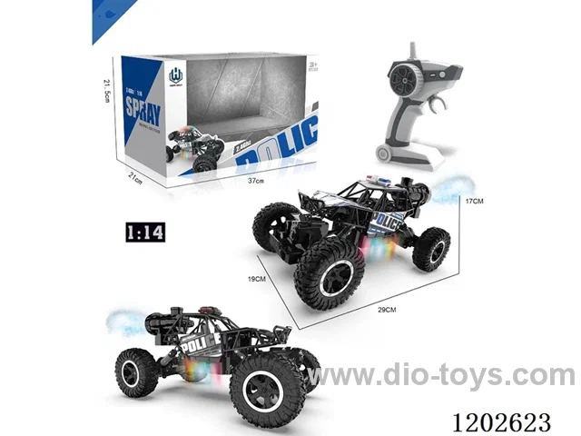 1:14 Full-time 4WD Off-road Climbing Police Car with spray(alloy car shell) 2 colors mixing included battery