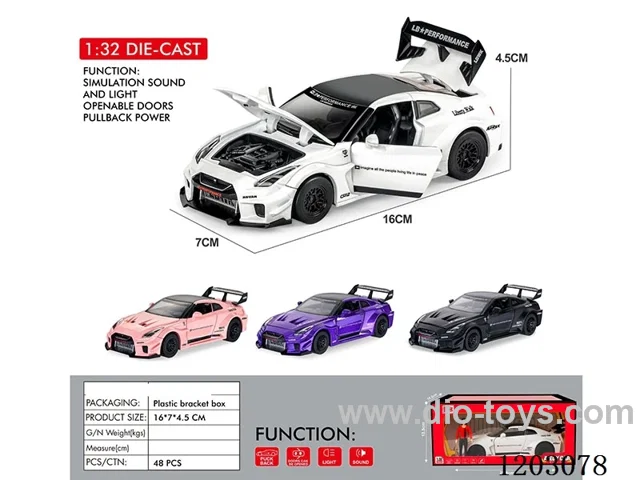 1:32 Nissan GTR pull back car W L/M