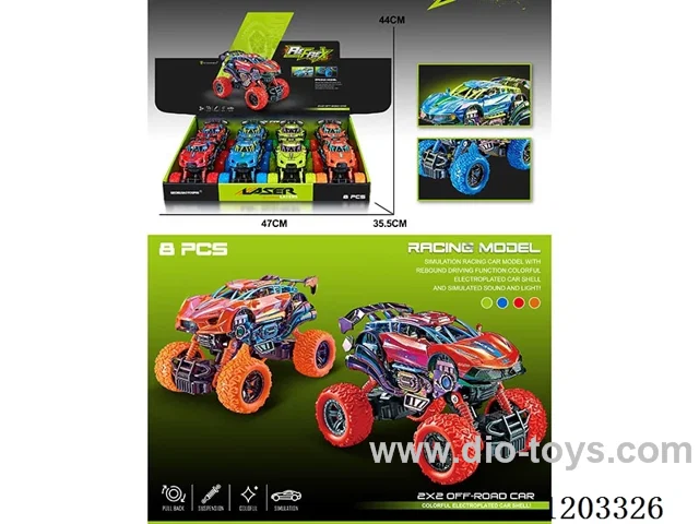 8PCS 4WD Dual pull back Climbing Racer (4 Color Mix)