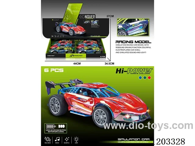 6PCS pull back car W L/M 3 colors mixed