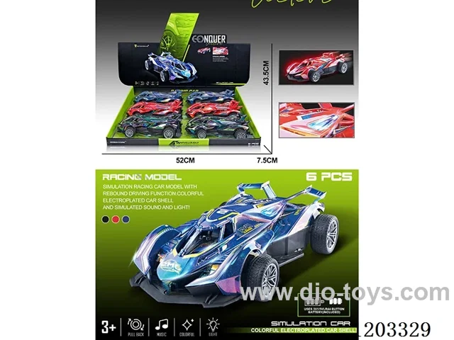6PCS pull back car W L/M 3 colors mixed