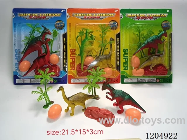 Simulation scene 7pcs - dinosaur 2pcs, coconut tree 2pcs, 1 stone, 2 dinosaur eggs