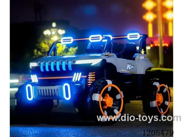 Children's electric car/Multi function music version, cool lights, double row seats, left steering wheel, extra space, one button installation of steering wheel, multi-function remote control, portable pull rod, Four-wheel drive, four-wheel shock, armored bottom protection, 12V7 battery,