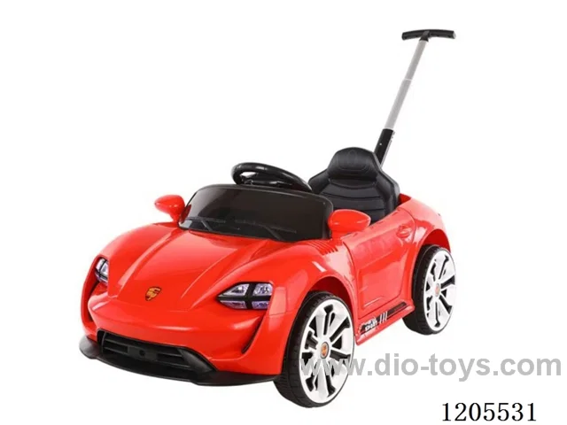 Children's electric car/One click start, early education function, English story, Bluetooth music, high simulation colorful LED front and rear lights, three gear remote control, four-wheel shock absorber, portable push handle, double door, front and rear swing, 6v7 battery, double drive