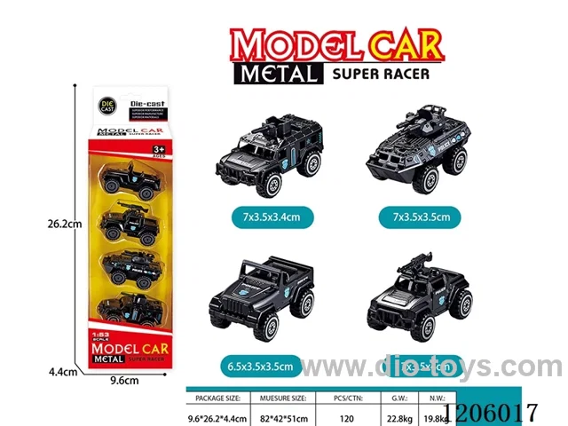 free wheel alloy car 4PCS