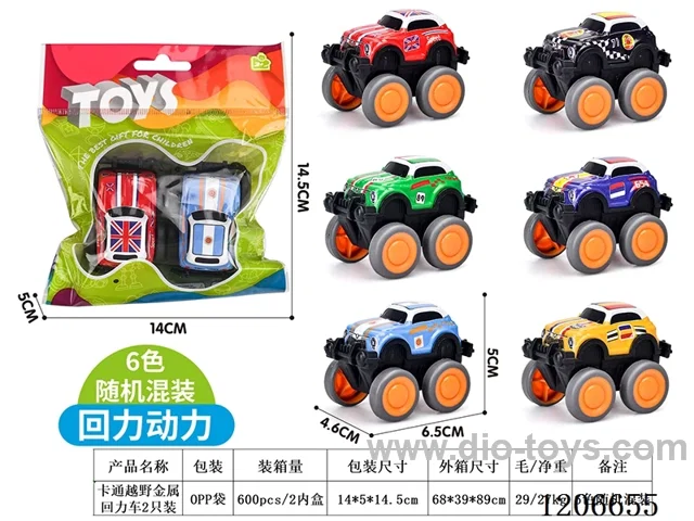 Cartoon off-road metal pull-back car 2 only