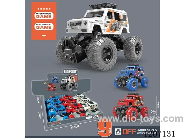 Dual pull back high spring climbing car 3-color mixed 9PCS