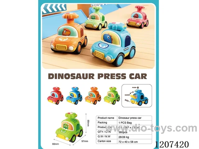 Whistling dinosaur press car (4-color mixed to Pack)