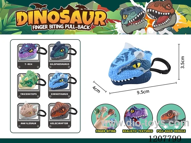 Pull back dinosaur head with key chain-Ceratosaurus