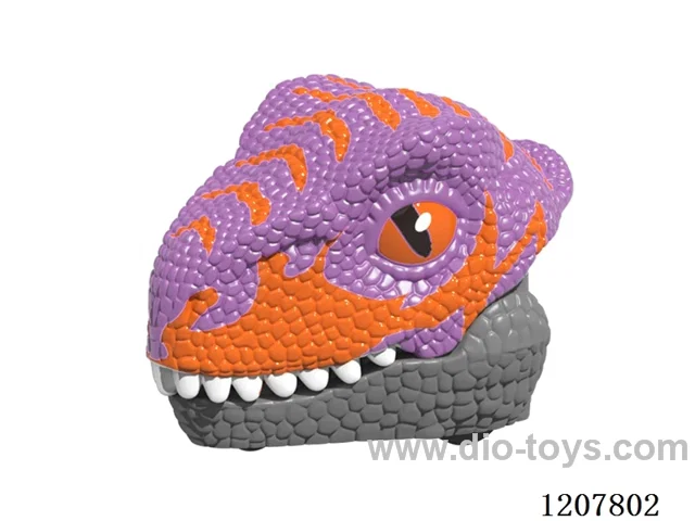 Pull back dinosaur head with key chain-Raptors