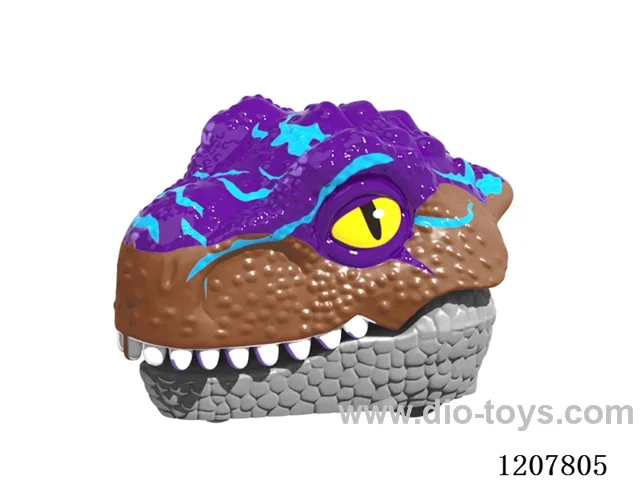 Pull back dinosaur head with key chain-Raptors