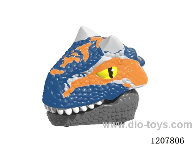 Pull back dinosaur head with key chain-Raptors