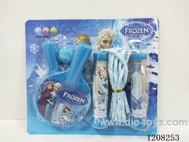 Frozen jumps rope and table tennis racket.