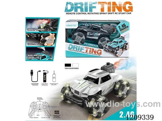 2.4G rc stunt car with light/spray included battery