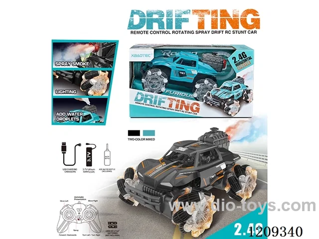 2.4G rc stunt car with light/spray included battery