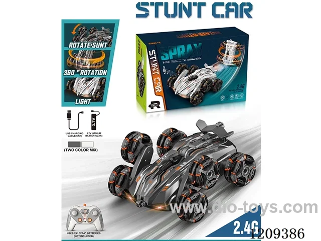 2.4G 6-wheel rc stunt car with light included battery