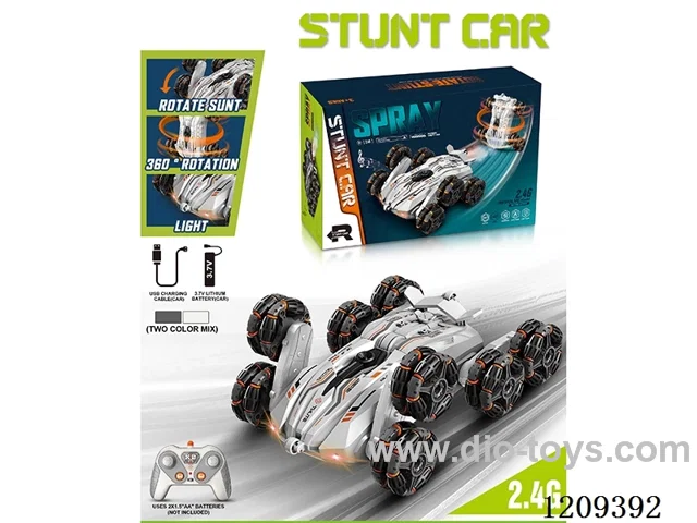 2.4G 8-wheel rc stunt car with light included battery