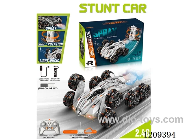 2.4G 8-wheel rc stunt car W L/M/spray -dual remote control included battery