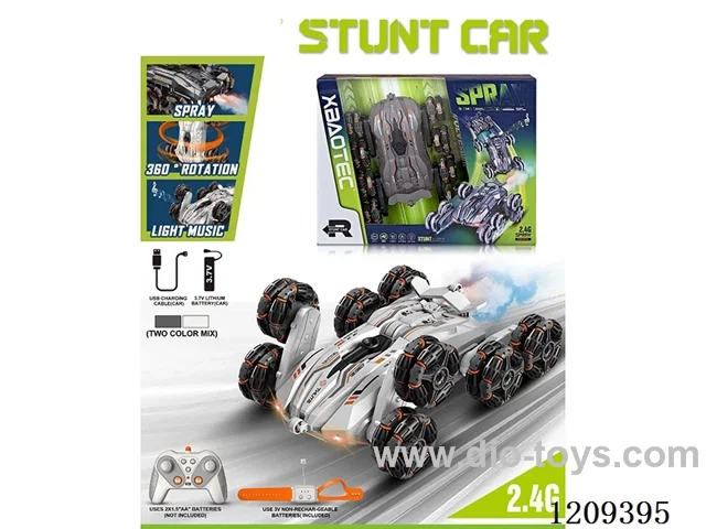 2.4G 8-wheel rc stunt car W L/M/spray -dual remote control included battery