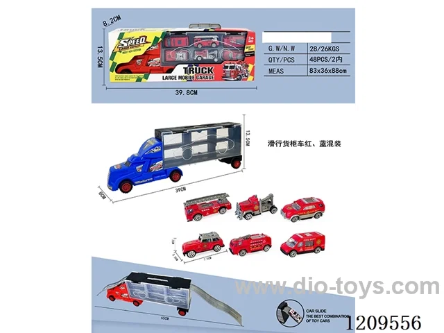 Free wheel container truck with 6PCS free wheel AB fire truck