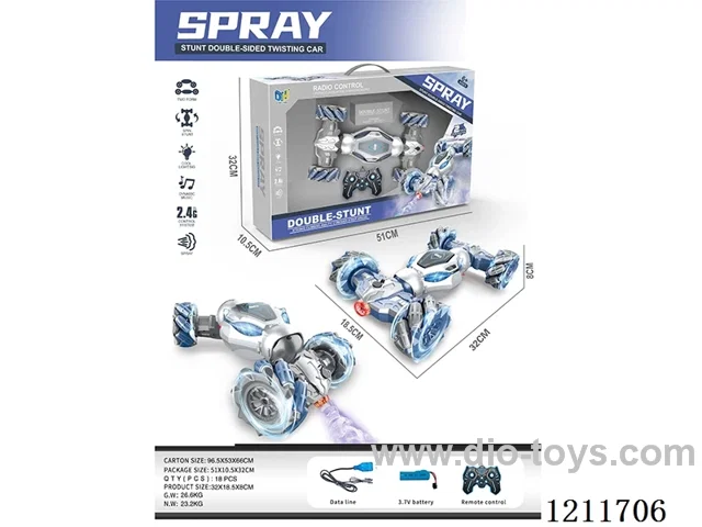 (GCC)2.4G rc stunt car W L/M/spray included battery
