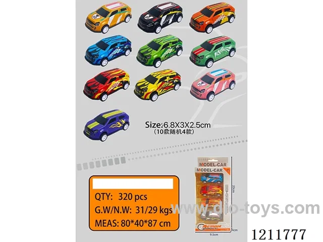 6.8CM 4PCS pull back car