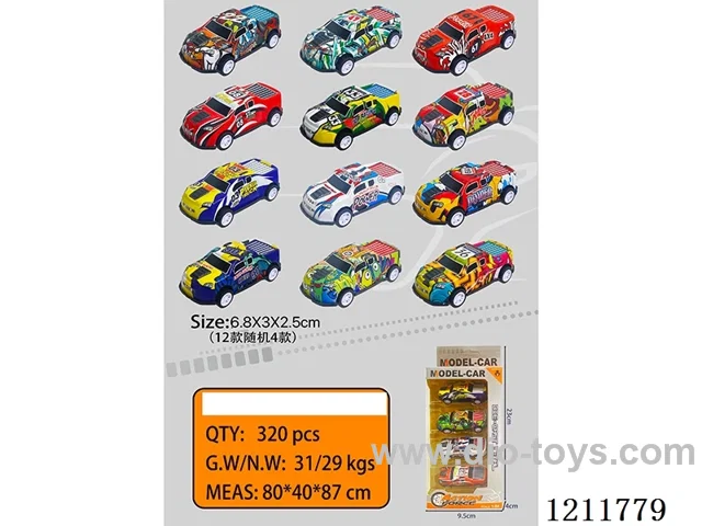 6.8CM 4PCS pull back car