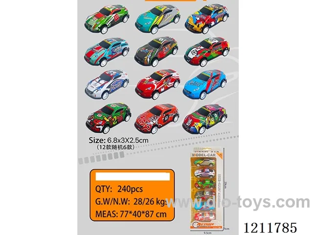 6.8CM 6PCS pull back car