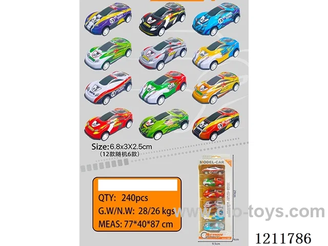 6.8CM 6PCS pull back car