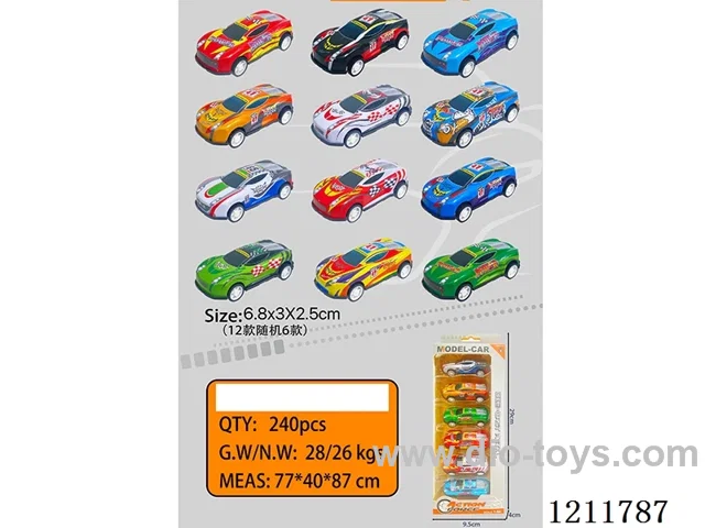 6.8CM 6PCS pull back car