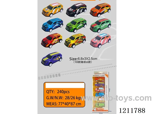 6.8CM 6PCS pull back car