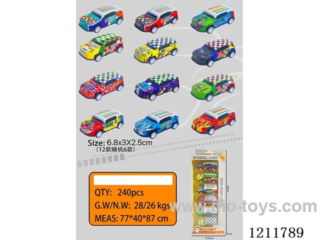 6.8CM 6PCS pull back car